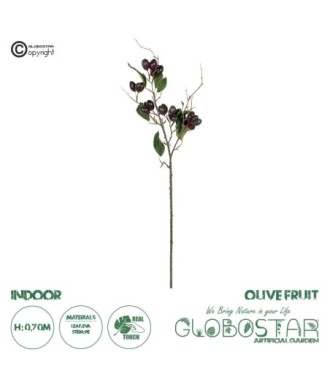 GloboStar® Artificial Garden OLIVE FRUIT BRANCH 21447 Τεχνητό Διακοσμητικό Κλαδί Ελίας Y70cm